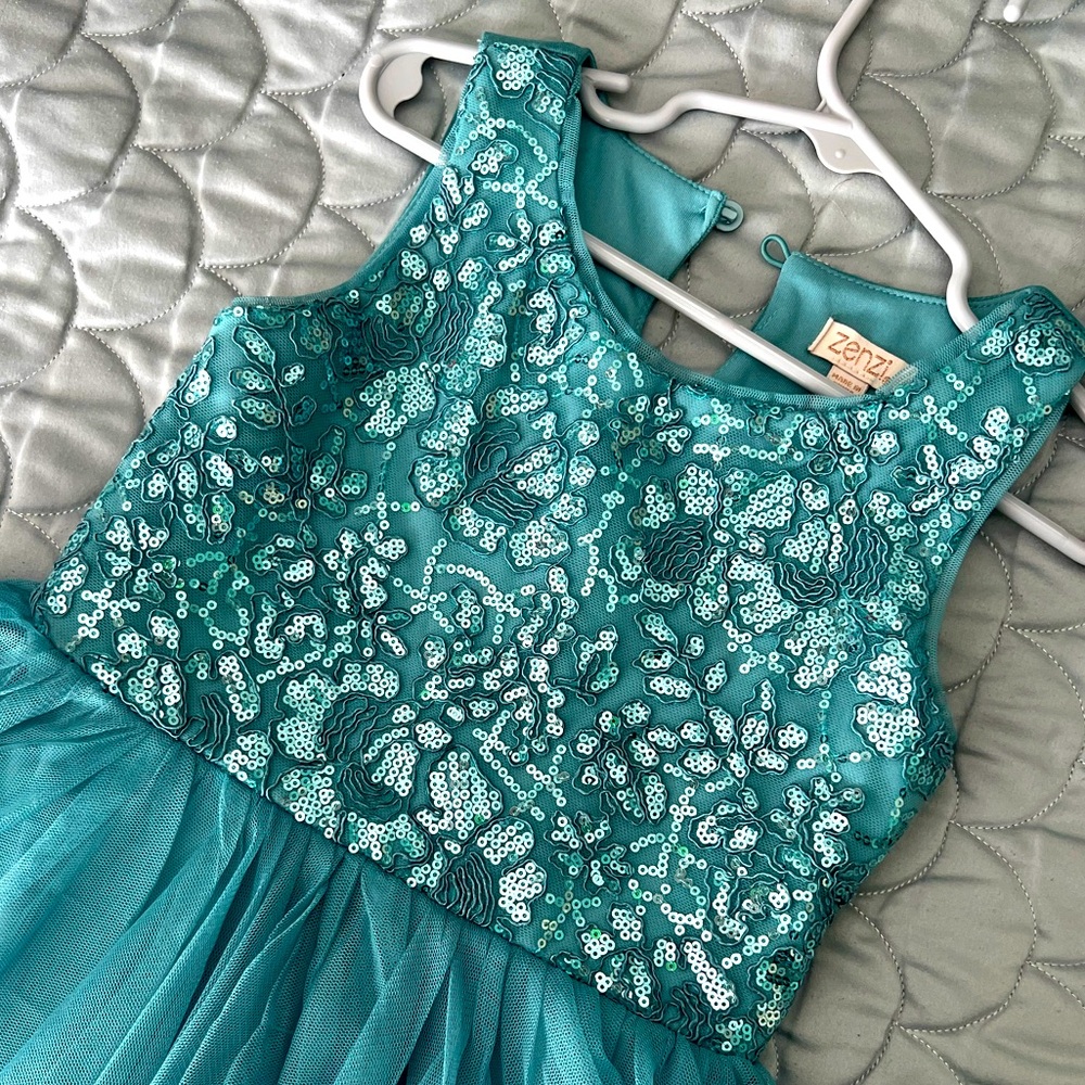 Girls Mint Green Sparkly Dress